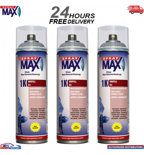 3X SPRAYMAX 680422 1K UNIFILL S4 PRIMER 500ML AEROSOL - S4 MID GREY MATT